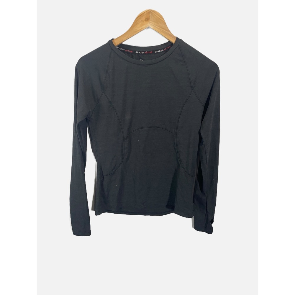 Spyder Active Top Womens Small Black Long Sleeve Athletic Performance Gym Run
